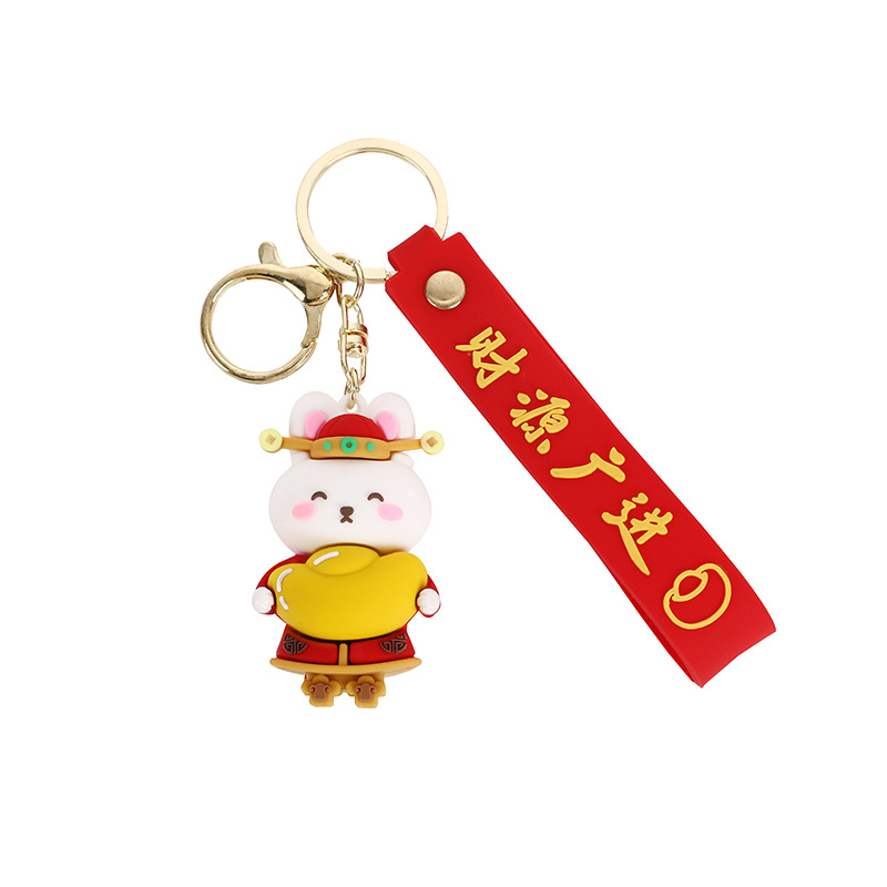 Rabbit Year Tang Rabbit Doll Lucky Fortune Bag Ingots Key Chain Car Pendant Bag Hanging Ornaments Gift Wholesale Item Picture