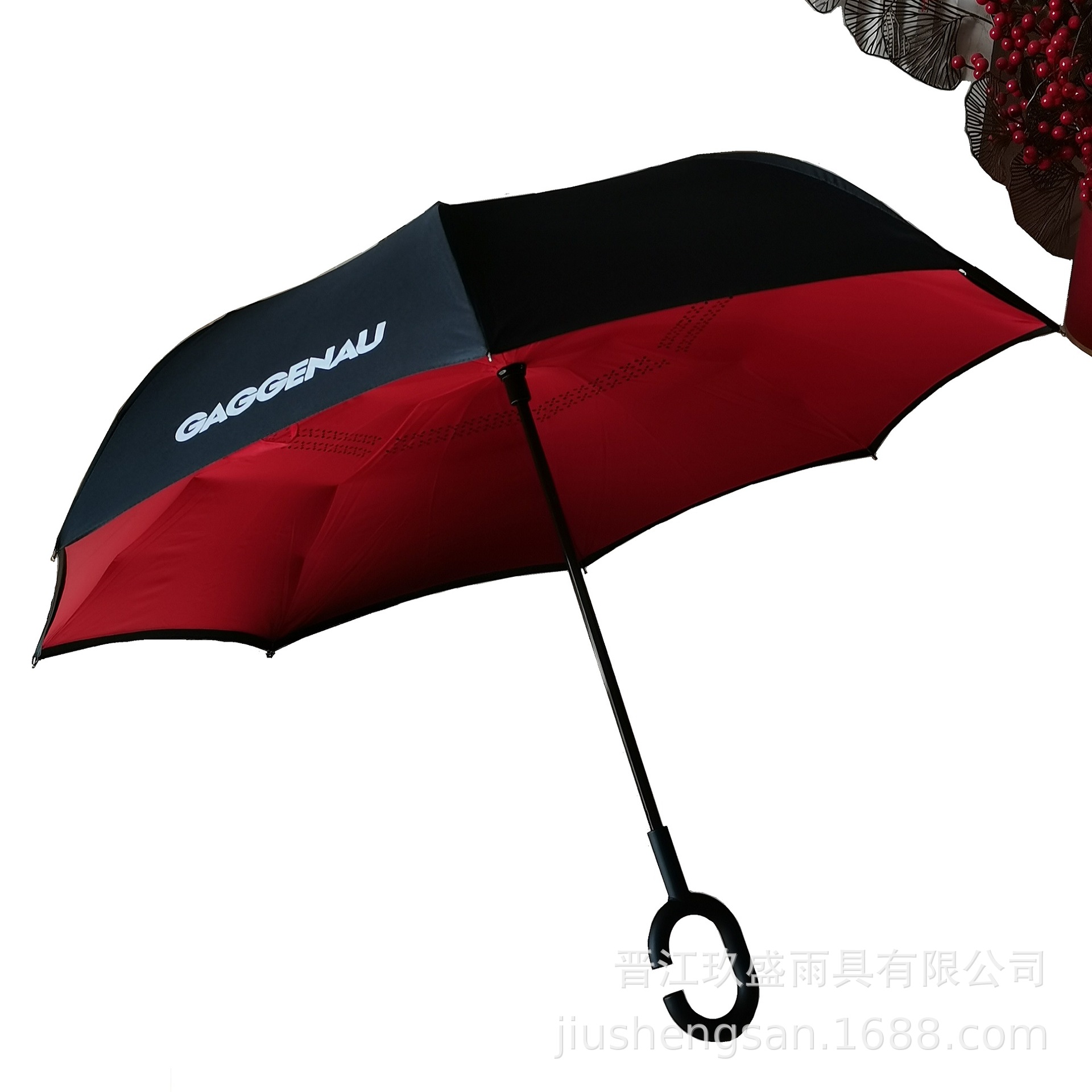 免持雙層禮品傘創意汽車反向傘廣告傘商務直杆純色晴雨傘印刷LOGO