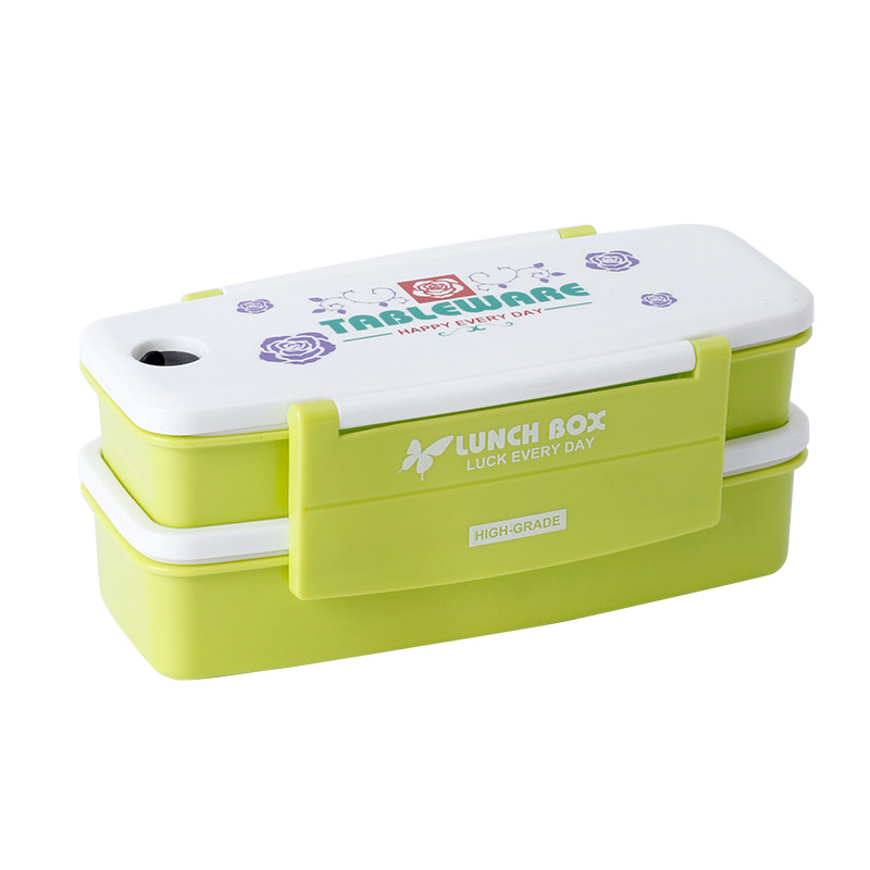 Students and children divided lunch box Japanese portable double-layer bento box can be microwave heated office lunch box Item Picture