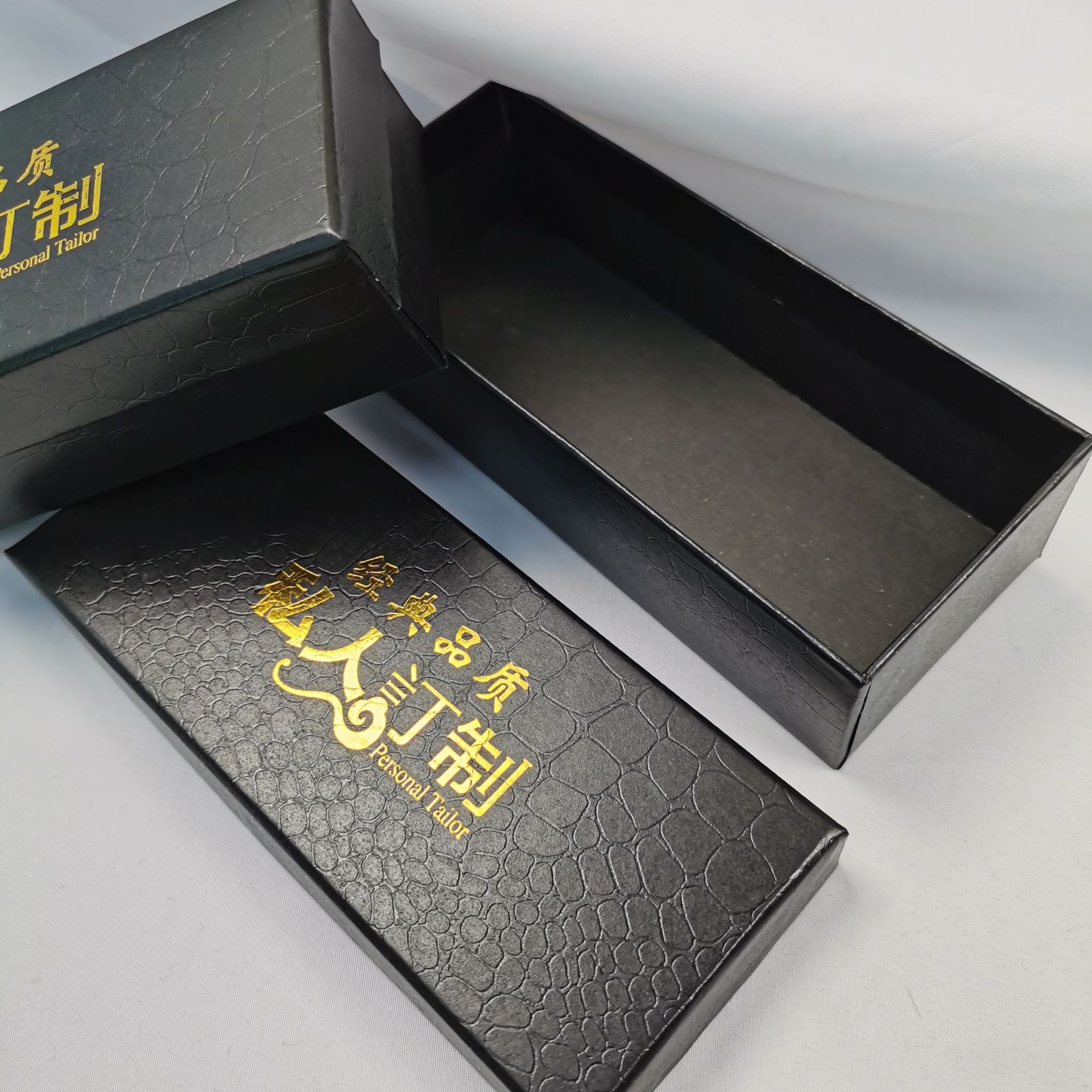Glasses Packaging Box Private Production Of Hot Stamping Logo Sunglasses Paper Box Crocodile Print Spot Glasses Hot Stamping Box details Picture