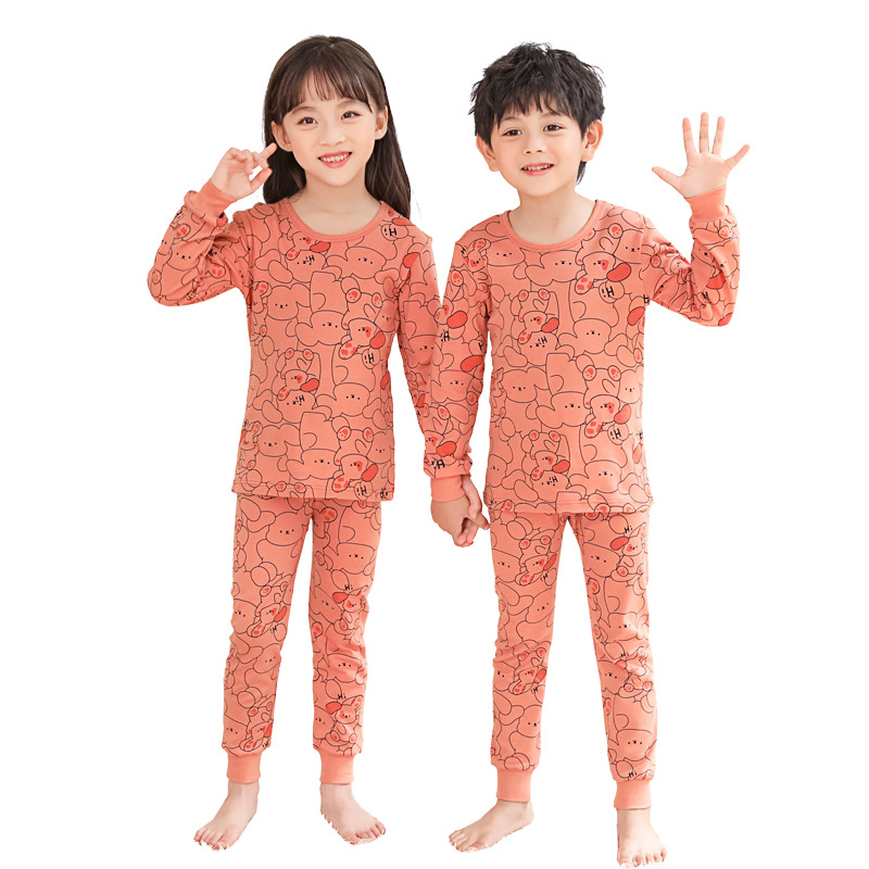 Boys' thermal underwear and long Johns, children's underwear set, girls' pure cotton spring and autumn all-cotton, girls' pajamas, cotton sweaters Item Picture