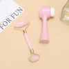 Plastic nylon wool silicone jade roller set, personalized portable facial cleansing set, eye and facial beauty massager details Picture