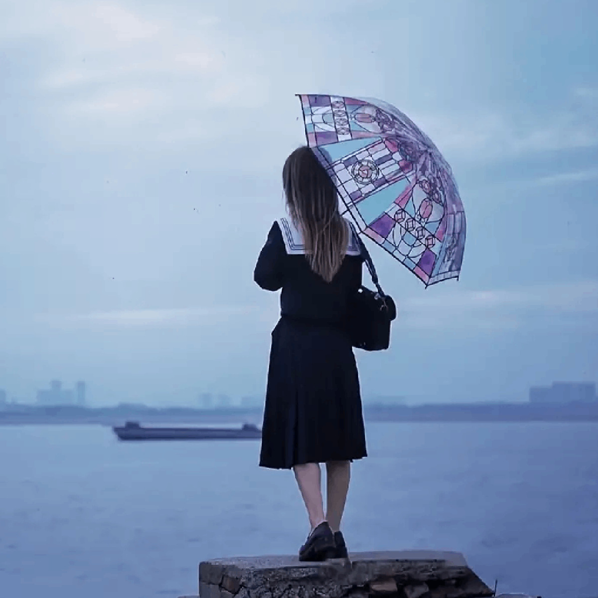 TEMU代发代贴标签厂家透明全自动折叠伞浪漫诗歌图案跨境专供雨伞详情4