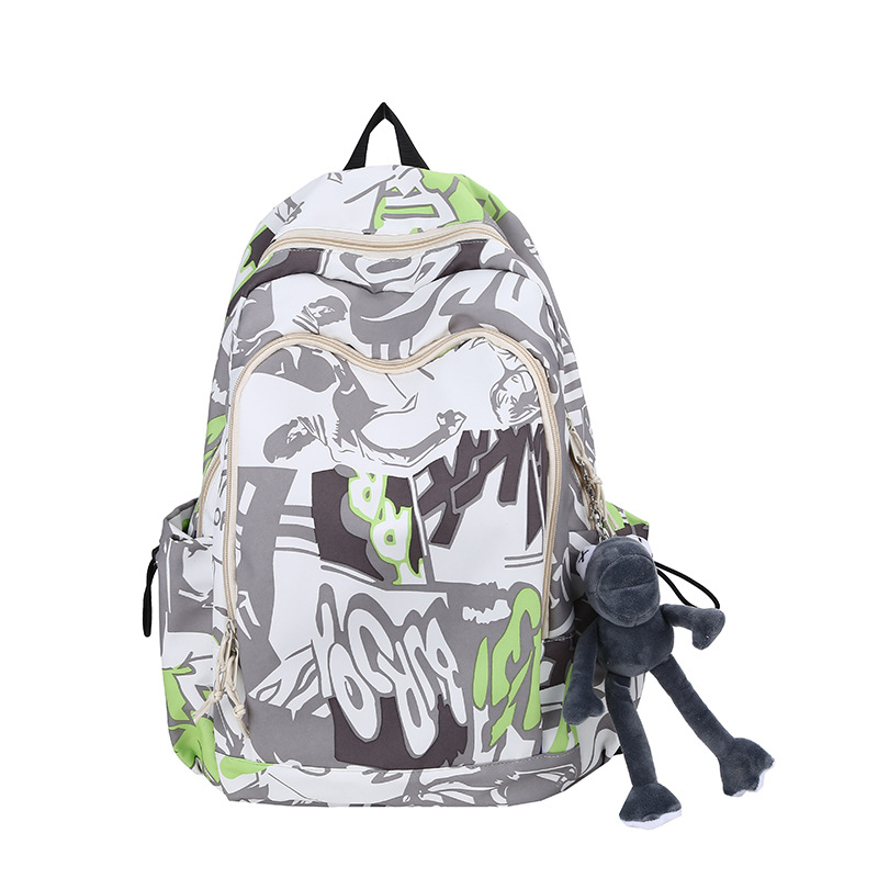 Backpack Female 2021 New Korean Version Of Fashion Personality Graffiti Ins Style Lovers Large Capacity Travel Student Schoolbag