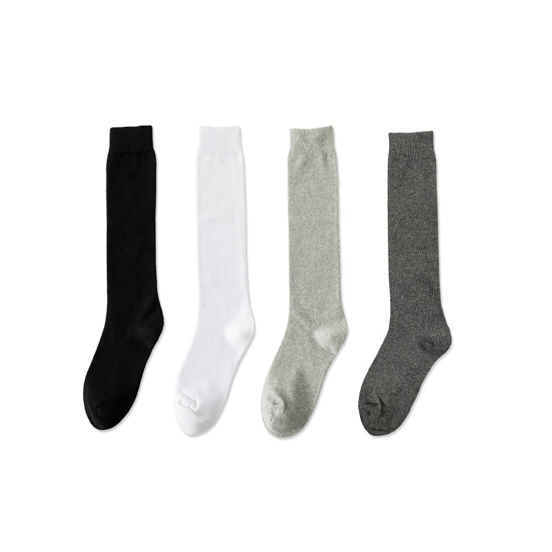Women's calf socks, mid-calf socks for spring and summer, solid-colored cotton socks, knee-length socks, Japanese-style jk thigh-high school style pile socks Item Picture