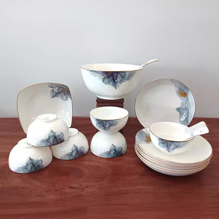 Ceramic tableware, bowl and chopstick sets, bowl and plate sets, gift boxes, home gifts, gift-giving, creative, simple and new Chinese style Specification image
