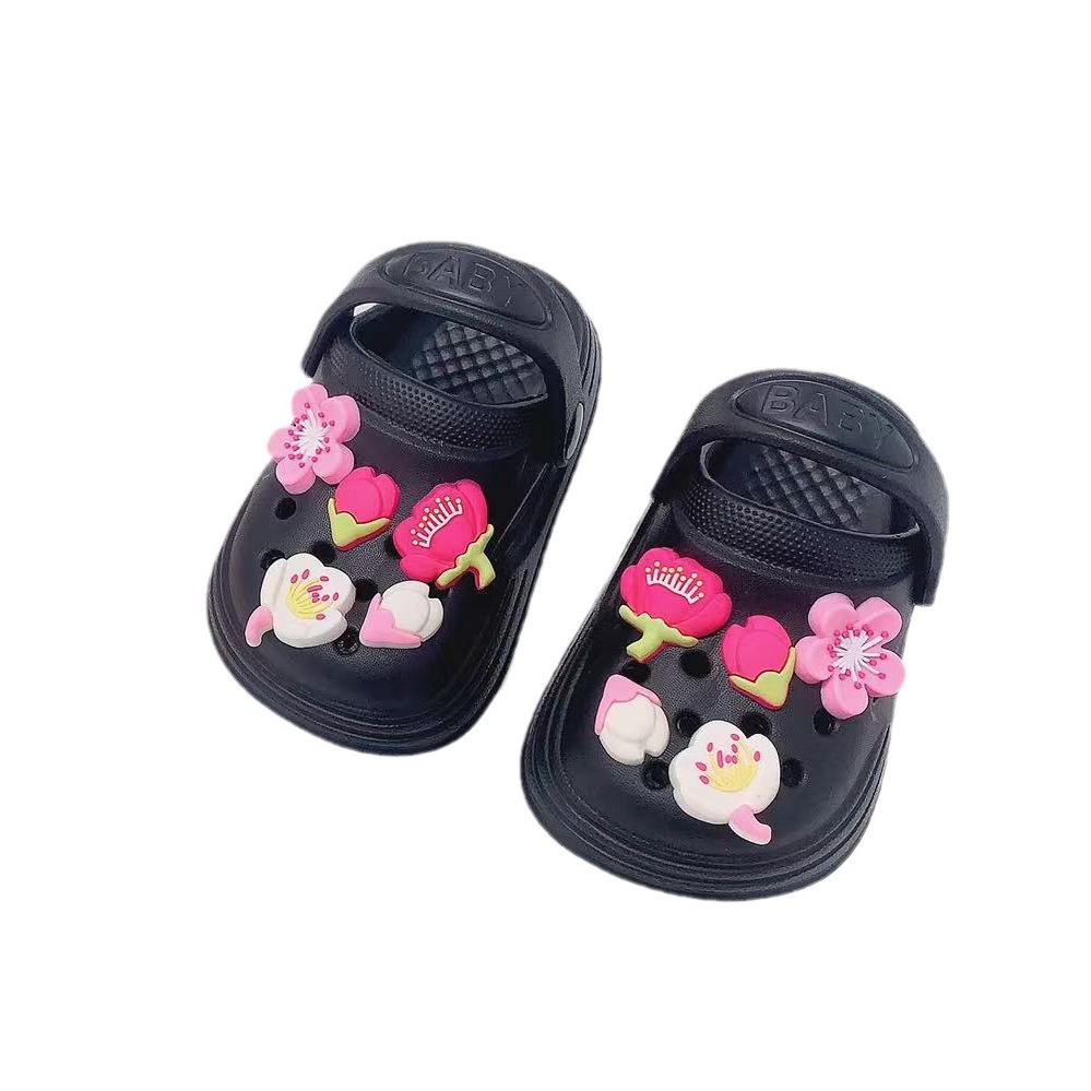 Cross-border children's Peach Blossom DIY Crocs Cartoon Summer anti-slip, cute outdoor soft-soled flip-flops for boys and girls Item Picture