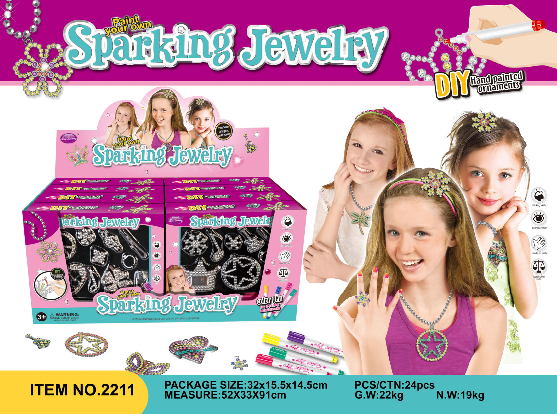 Cross-border jewelry diy coloring girls' toys, princess jewelry toys, children's headbands, magic wands, crown jewelry batches details Picture