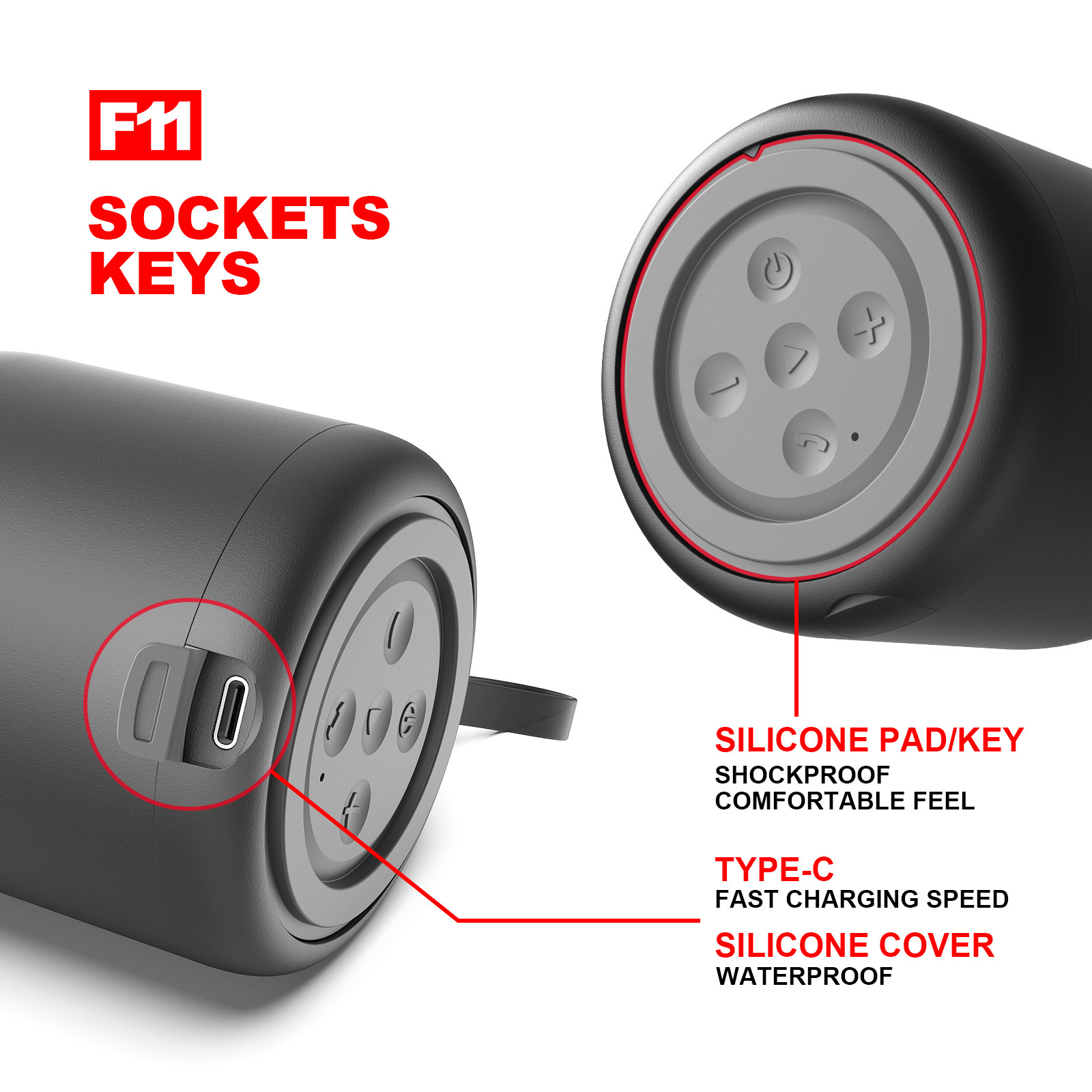 F11 waterproof Bluetooth Speaker, IPX4-level outdoor speaker, TWS subwoofer, portable CE small speaker pic 14