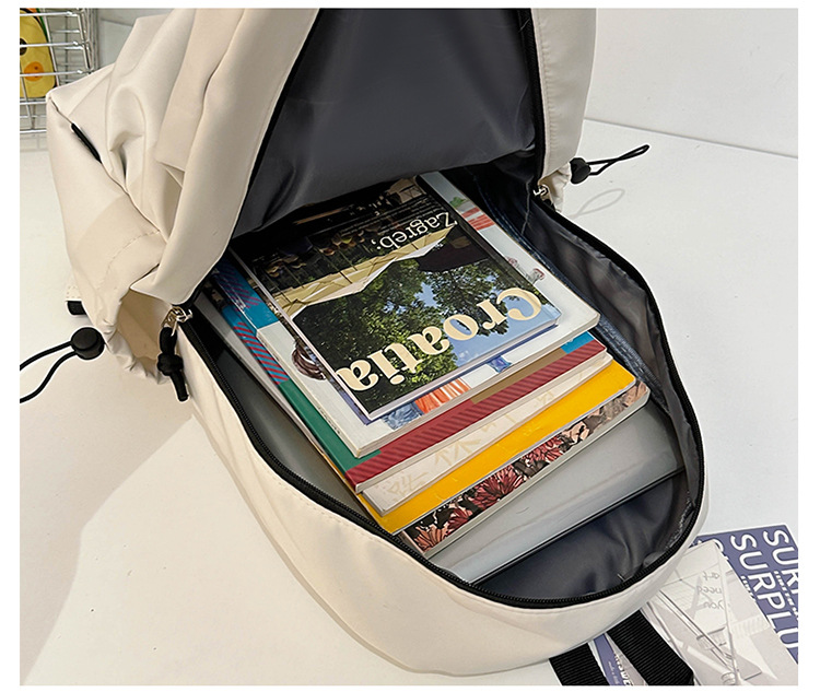 双肩包女旅游轻便户外休闲登山背包简约纯色初高中学生书包大容量详情27