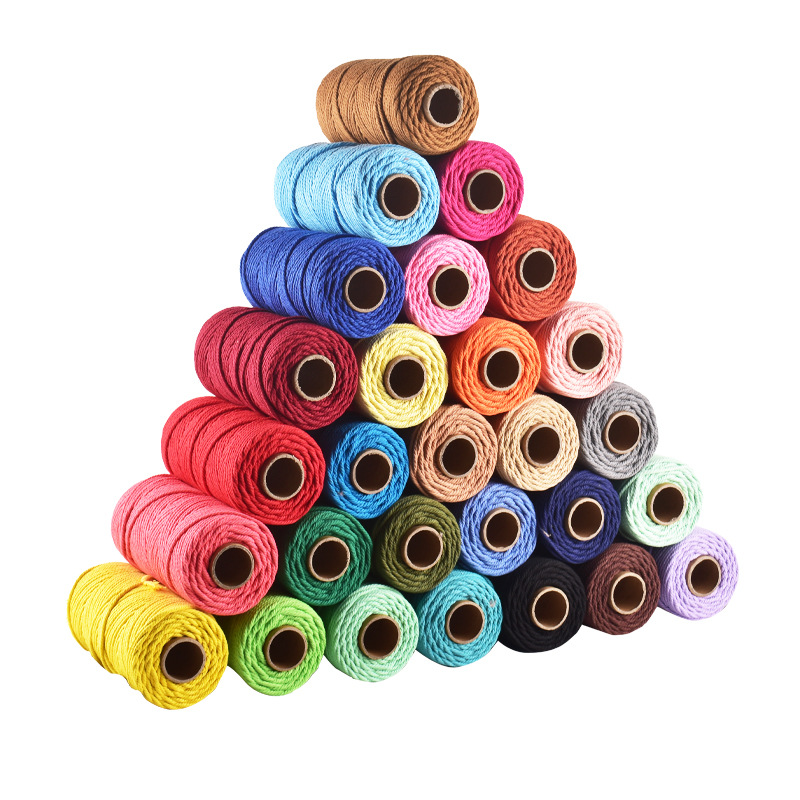 厂家直供彩色棉绳线3、4毫米手工制作材料编织挂毯装饰用绳子详情图5