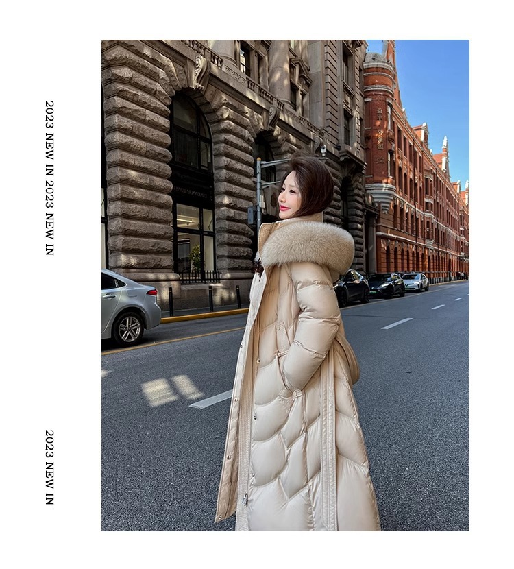 White goose down 2025 new style down jacket for women in winter, mid-length, slimming and form-fitting, fox fur collar, high-end thickened coat pic 19