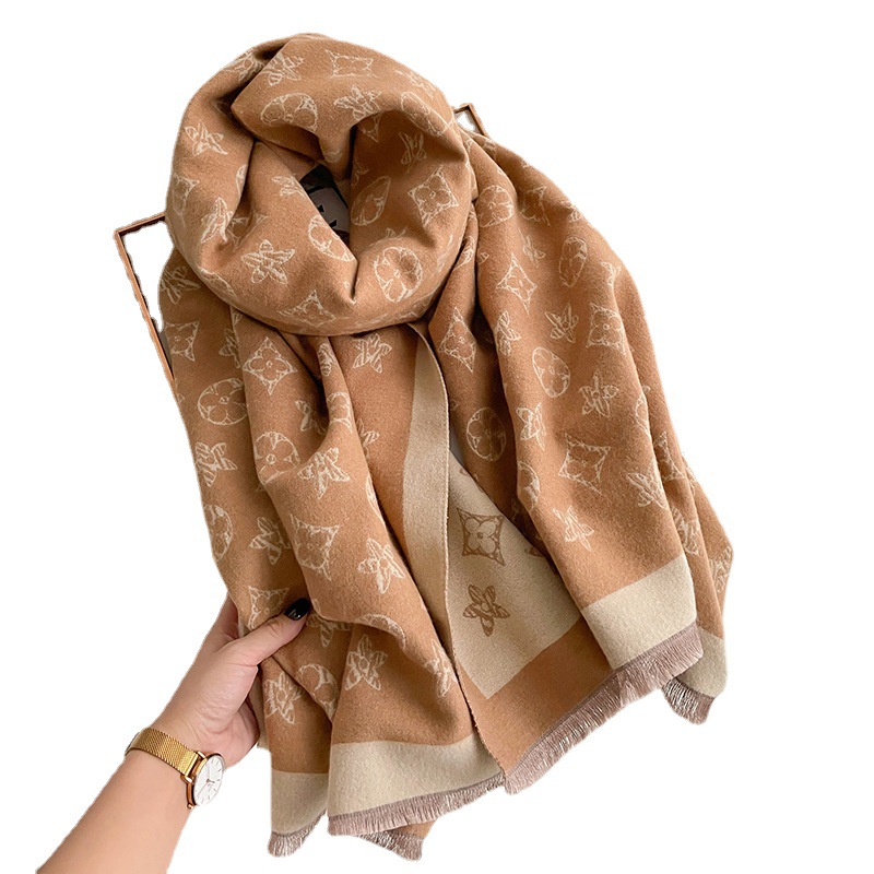 Europe And The United States Light Luxury Pentagram Scarf Women's Autumn And Winter Fashion Double-Sided Imitation Cashmere Scarf With A Warm Air Conditioning Cape Item Picture