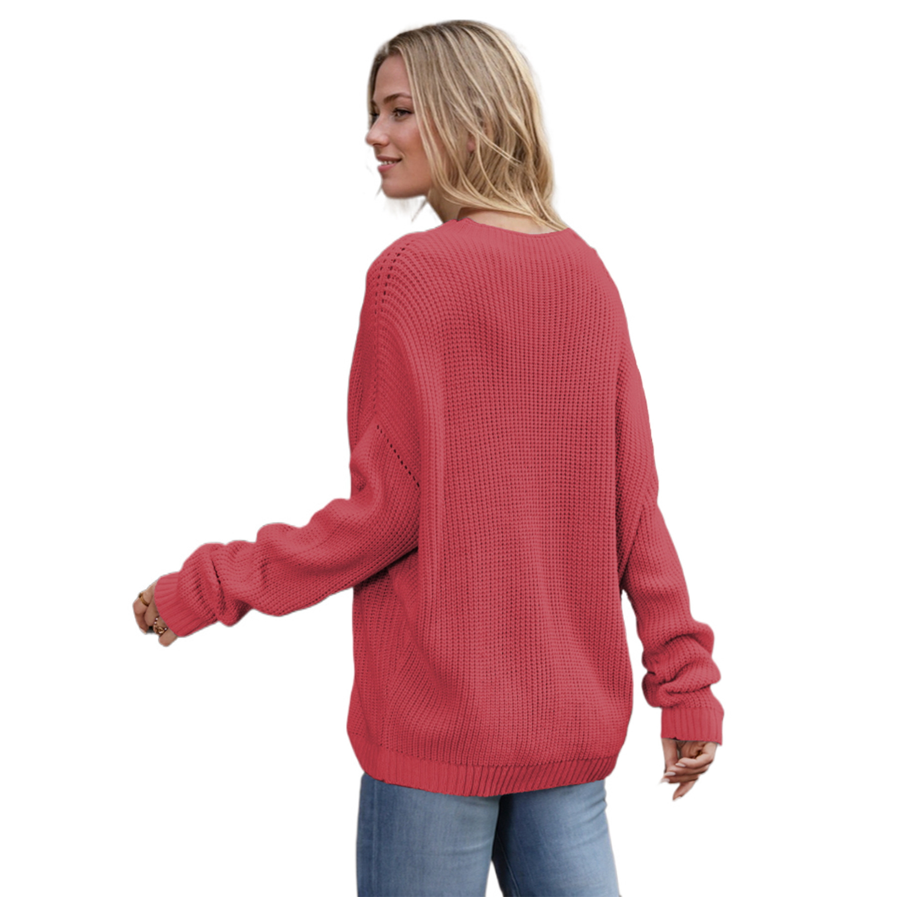 In the winter of 2025, Amazon is selling solid-color chic pocket-decorated round-neck women's base knitted sweater pullovers Application Scenario