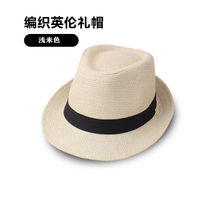 Summer Straw Solid Color Top Hat Jazz Hat Senior Men's Top Hat Breathable Sun Hat Grass Hat Application Scenario