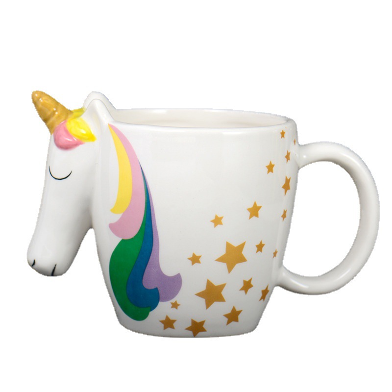 Cross-border unicorn ceramic cups, milk breakfast cups, Rainbow Macatong office cups, home creative mugs Item Picture