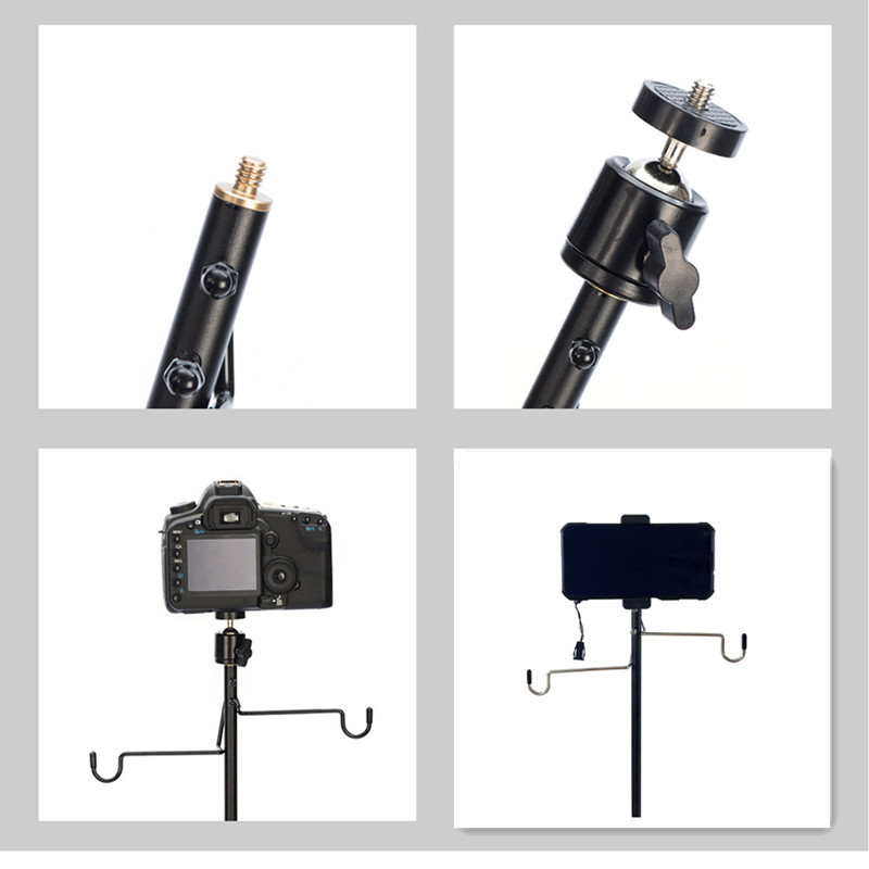 Outdoor camping aluminum alloy folding lamp stand, lightweight and portable lighting pole with pan-tilt phone holder, night market stall Application Scenario