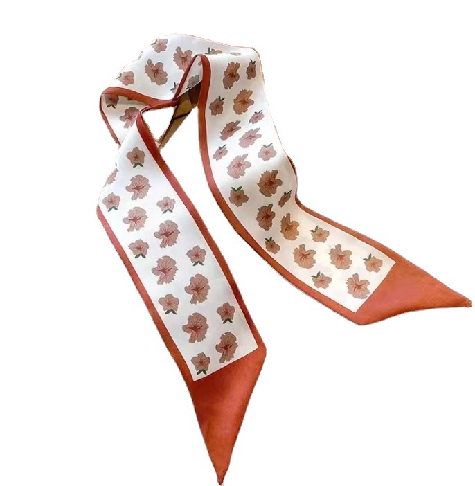 High-Grade Red Sharp Corner Double Satin Small Long Headband Silk Scarf Day Scarf Streamer Handle Bag Everything Item Picture