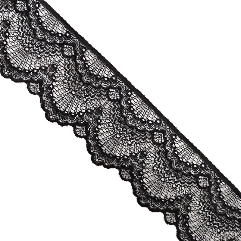 Elastic silk ribbon, lace trim, soft and skin-friendly, elastic elastic band, clothing accessory, ruffled edge, 9CM Item Picture