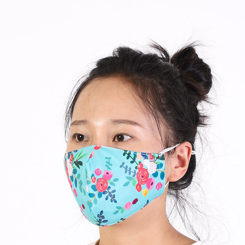 Cross border fashion Amazon flower Breathable cloth mask ice silk adult dust wash sunscreen mask hanging ear filter Item Picture