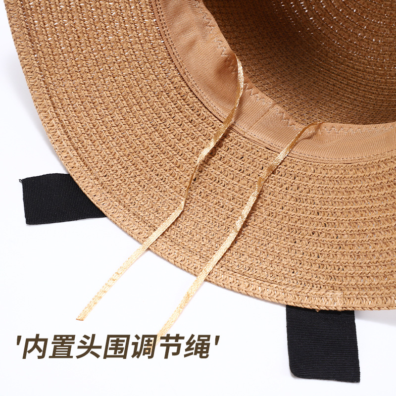 Summer sun protection women's flat top hat, knitted flat brim bow beach hat, outdoor breathable and sunshade straw hat wholesale Application Scenario