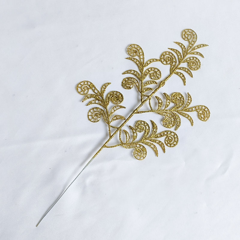 Manufacturers Directly For Christmas Gold Leaf Festival Decoration Fake Leaves Simulation Plant Gold Onion Powder Branches Golden Leaves Item Picture