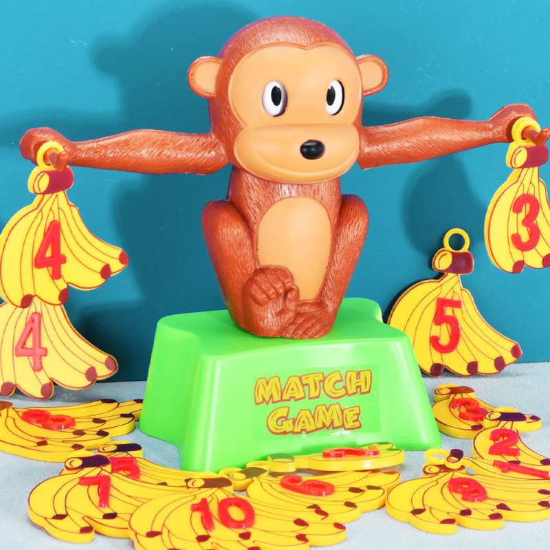 Big mono escalas matemáticas herramientas de enseñanza más y menos aritmética colgante banana niños puzzle mesa juegos interactivos juguetes