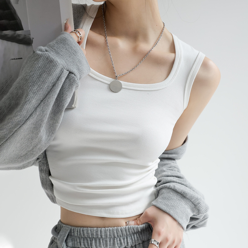 Small White Vest Suit With A Base Sleeveless Halter Female Summer Outside Wearing Instagram Chic Crop Spice Short Top Specification drawing