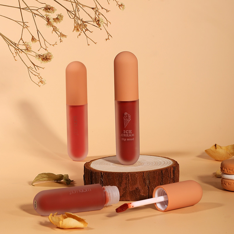 WODWOD ice cream lip gloss matte velvet lip gloss does not stick to cups and does not fade. It is a student's daily no-makeup lipstick Specification image