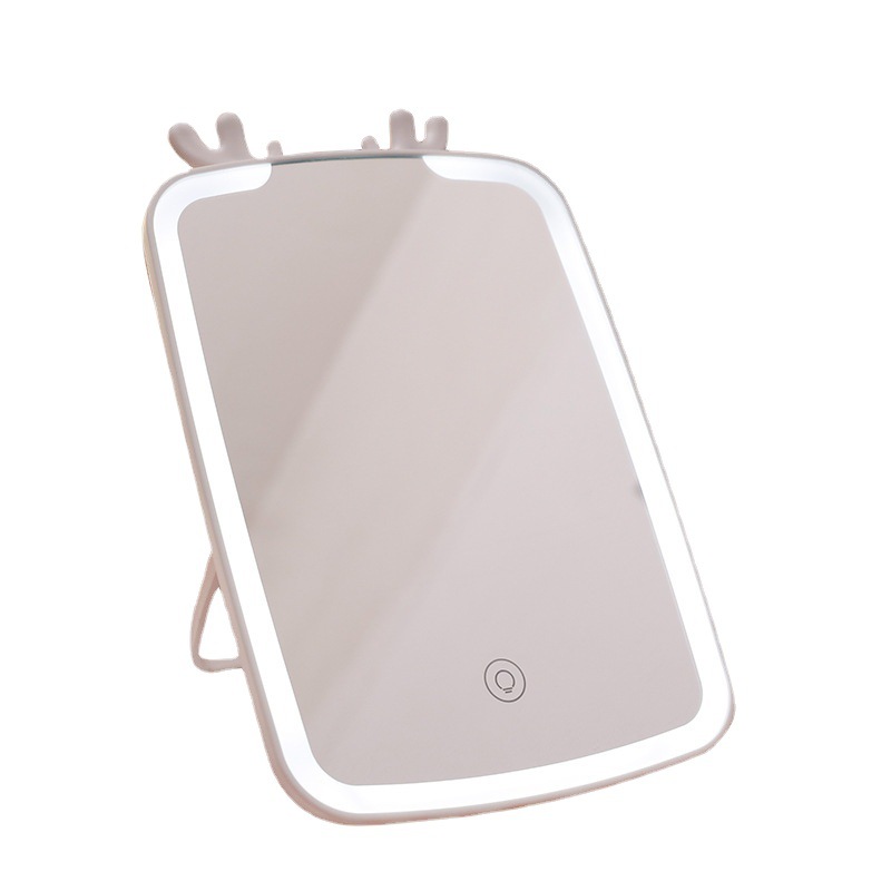 Desktop makeup mirror, led portable square mirror with light filling, folding mirror, student dormitory mirror, desktop dressing small mirror Item Picture