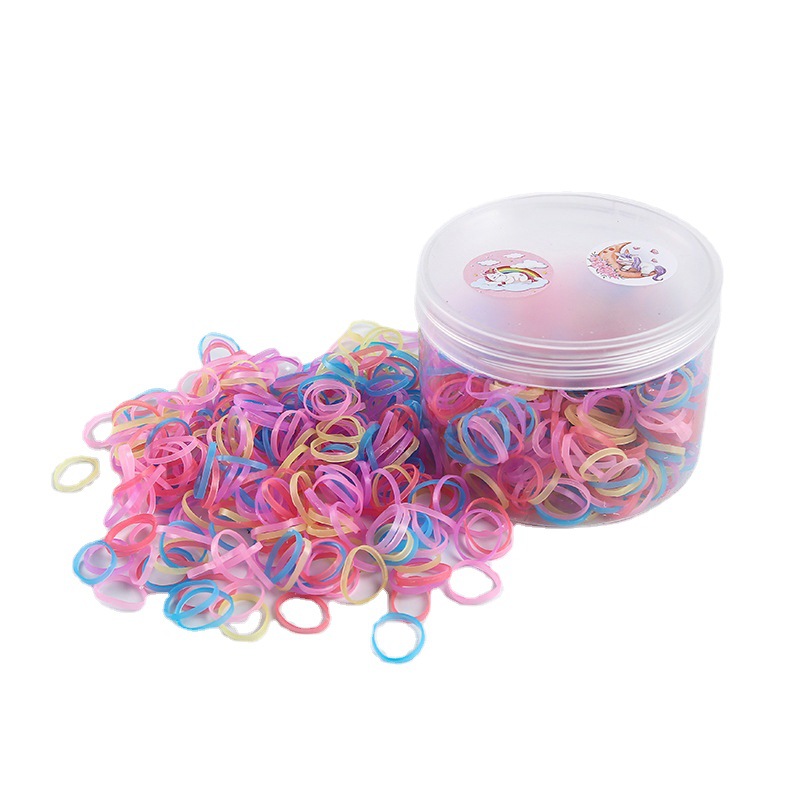New Boxed Hair Rope Black Large Round Bottle Color High Elasticity Does Not Hurt Hair Band Children Disposable Small Rubber Band Item Picture