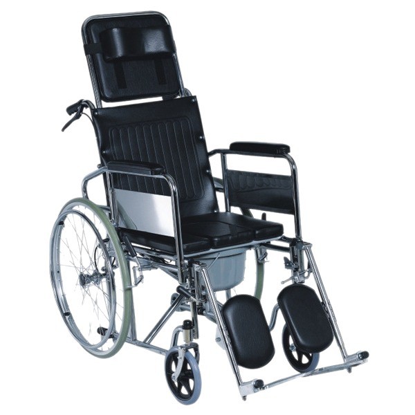 Cross-border food delivery exclusive multi-functional wheelchair, electroplated material with toilet bowl, home elderly and disabled walking aid wheelchair Item Picture