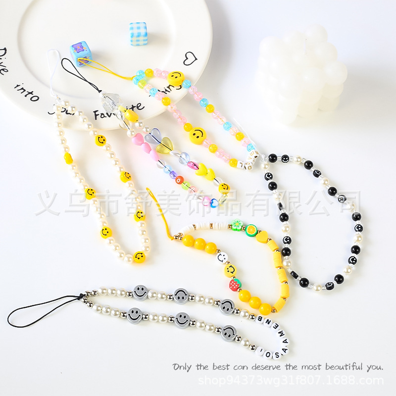 欧美跨境饰品波西米亚度假风仿珍珠配饰简约沙滩编织串珠手机链