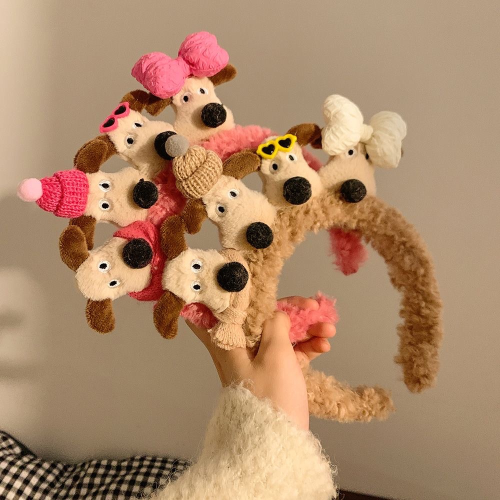 Cute plush puppy hairband, sweet and versatile female cartoon, popular photo headband, dog funny hairpin, hair accessory Application Scenario