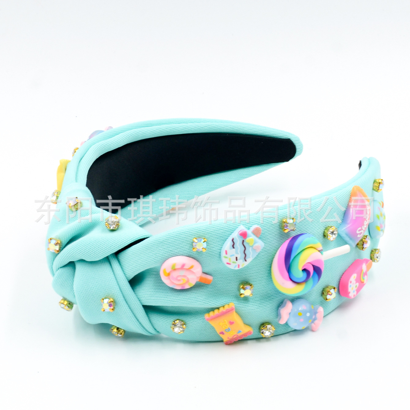Qiwei Accessories Exclusive cross-border European and American back-to-school season diamond-encrusted hair bands, multi-color candy accessories, sweet and cute high skull top holiday date hair accessories details Picture