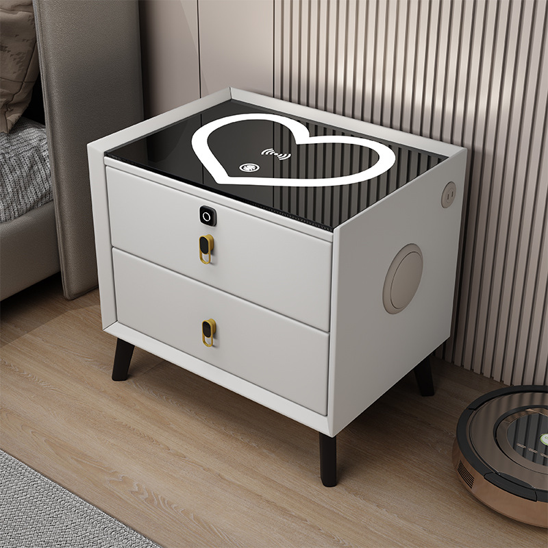 20363 Smart Bedside Table: Simple and modern storage cabinet, solid wood storage cabinet, multi-functional wireless charging, fingerprint lock bedside table Specification image