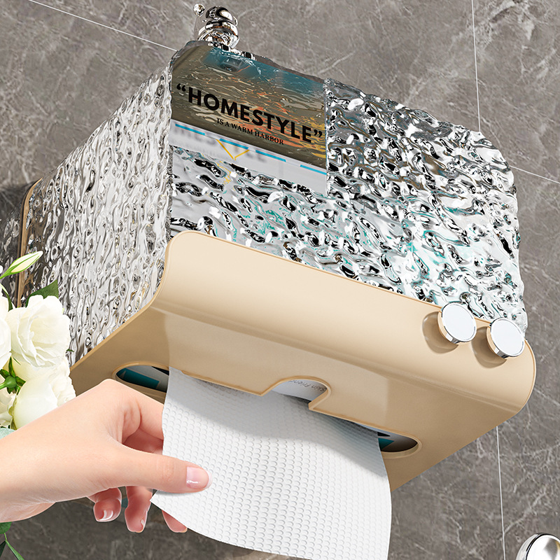 Light Luxury Glacier Print Bear Tissue Box Multi-Functional Wall-Mounted Household Cardboard Box High Appearance Level No Punching Large Capacity details Picture