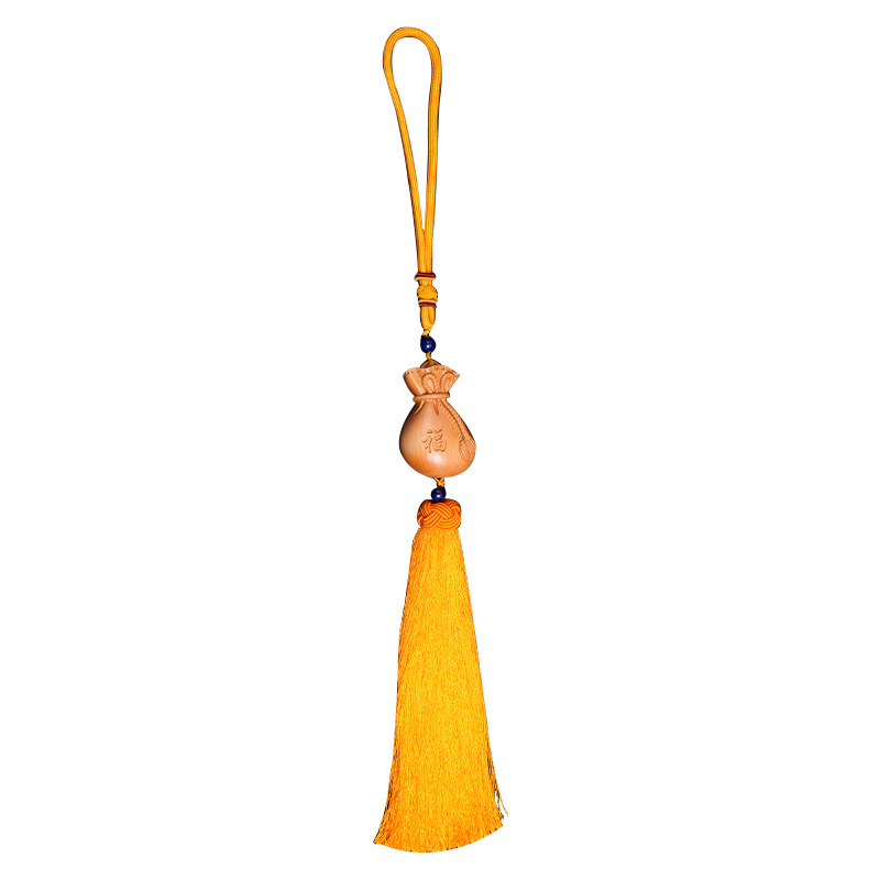 Ruyi boxwood "Fu" character car hanging, wealth-attracting pendant, car interior decoration, cultural play pendant, new Chinese-style lucky bag pendant Item Picture