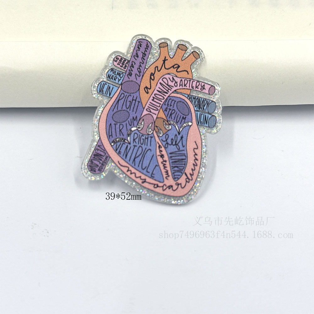 New Loose Powder Cartoon Official Medical Rainbow Bag Jewelry Acrylic Pieces Cute Diy Patch Accessories Specification drawing