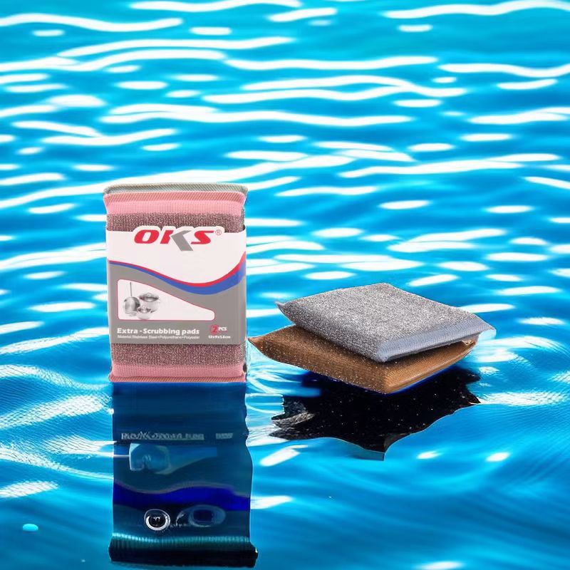 Kitchen Cleaning Sponge Brush Pot Wash Dishes With Steel Sponge Brush King Steel Brush Cloth Oks details Picture