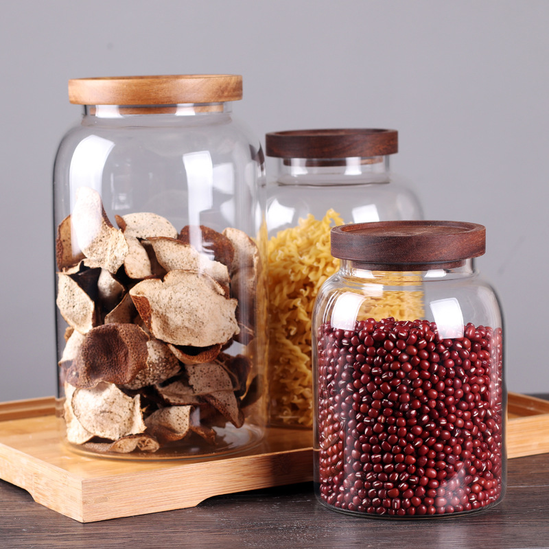 High borosilicate glass tea canister, large sealed dried tangerine peel canister, dry fruit and grain storage bottle, large-capacity moisture-proof canister
