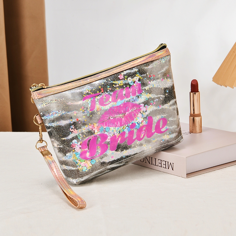 Cross-border new Bride bright pink makeup bag, women's printed storage bag, clutch bag, travel storage bag manufacturer details Picture