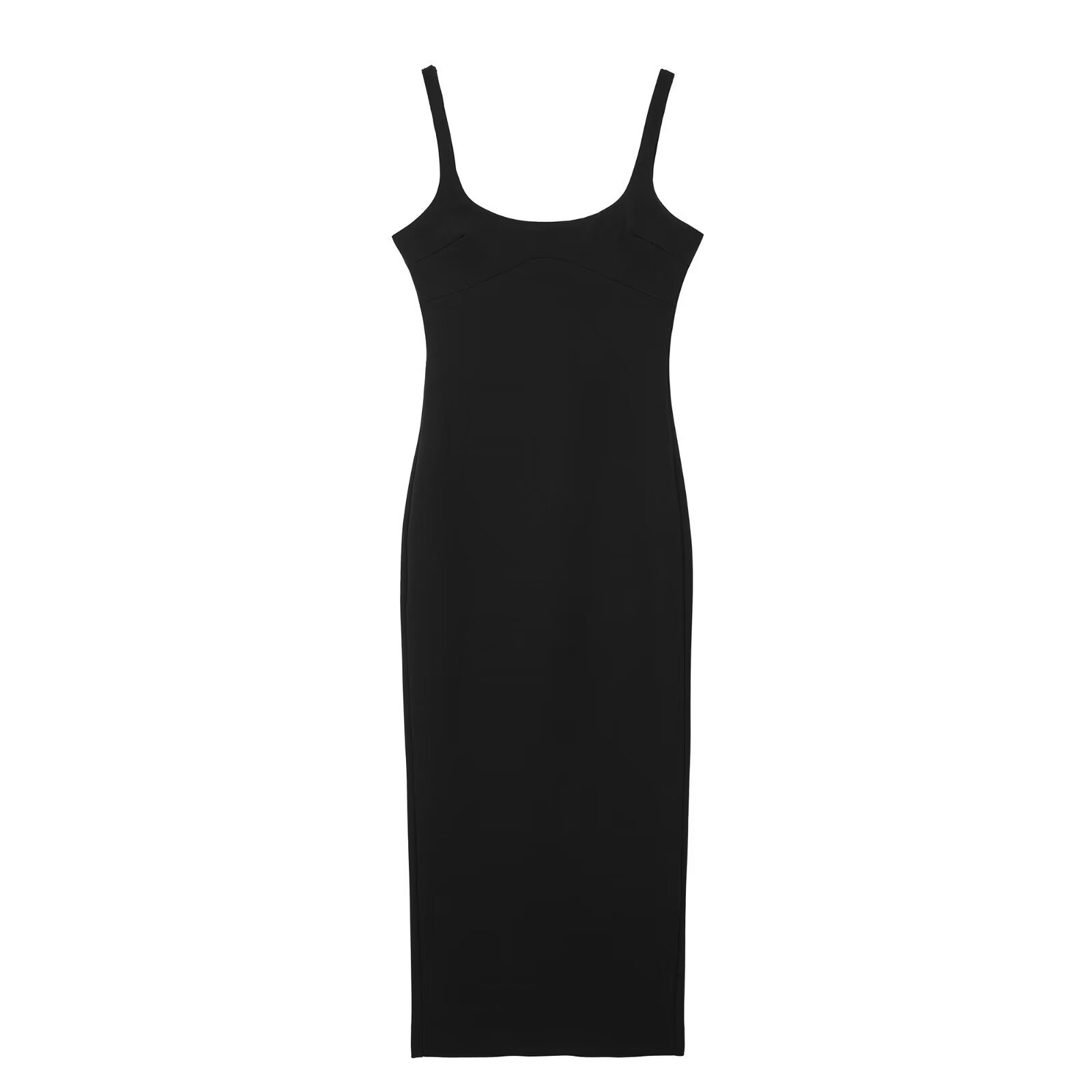Amazon Cross-Border Foreign Trade Europe And The United States Women's Wholesale 2024 Summer New Medium Long Solid Color Slim-Fit Dress Specification drawing
