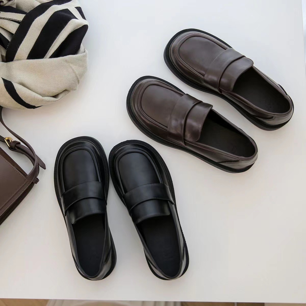 Thick Soled Loafers Women's Small Leather Shoes 2024 Spring And Autumn New Korean Version Of All Vintage Single Shoes With A Soft Sole details Picture