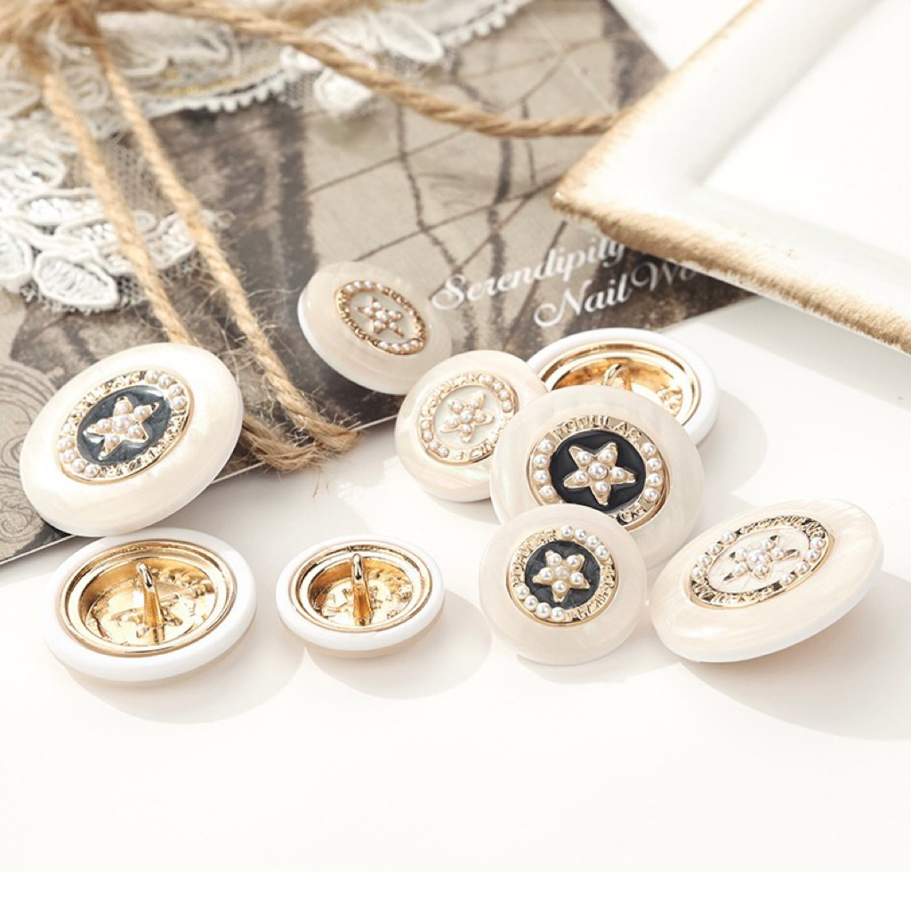 Fashion Five-Pointed Star Pearl Metal Buttons Small Fragrant Coat Knit Sweater Coat Buttons With All Decorative Buttons Specification drawing
