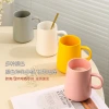 Matte mugs, large-capacity household coffee cups, ceramic cups, custom-made high-quality appearance souvenirs, water cups, cross-border Specification image