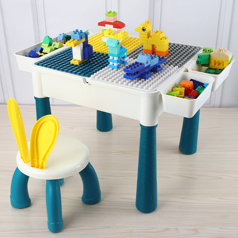 兼容乐高儿童积木桌子拼装玩具台男孩女孩益智大颗粒3桌椅套装6岁图
