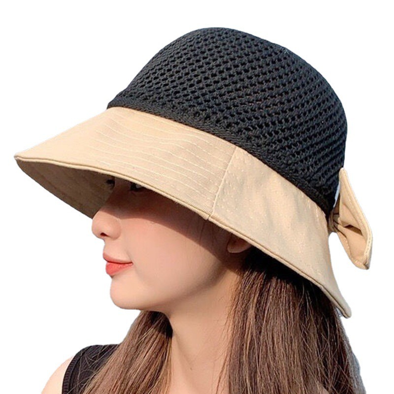 Hat Women's Spring Summer Fashion Sunblock Hat Mesh Woven Fisherman Hat Bow Sun Hat Wholesale Item Picture