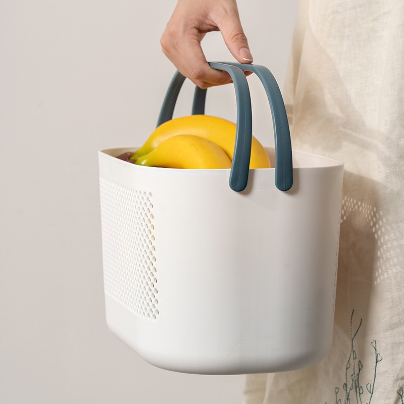 Bathroom bath basket, storage basket, simple with handle, thickened plastic bath basket, storage box, fruit storage basket Specification drawing