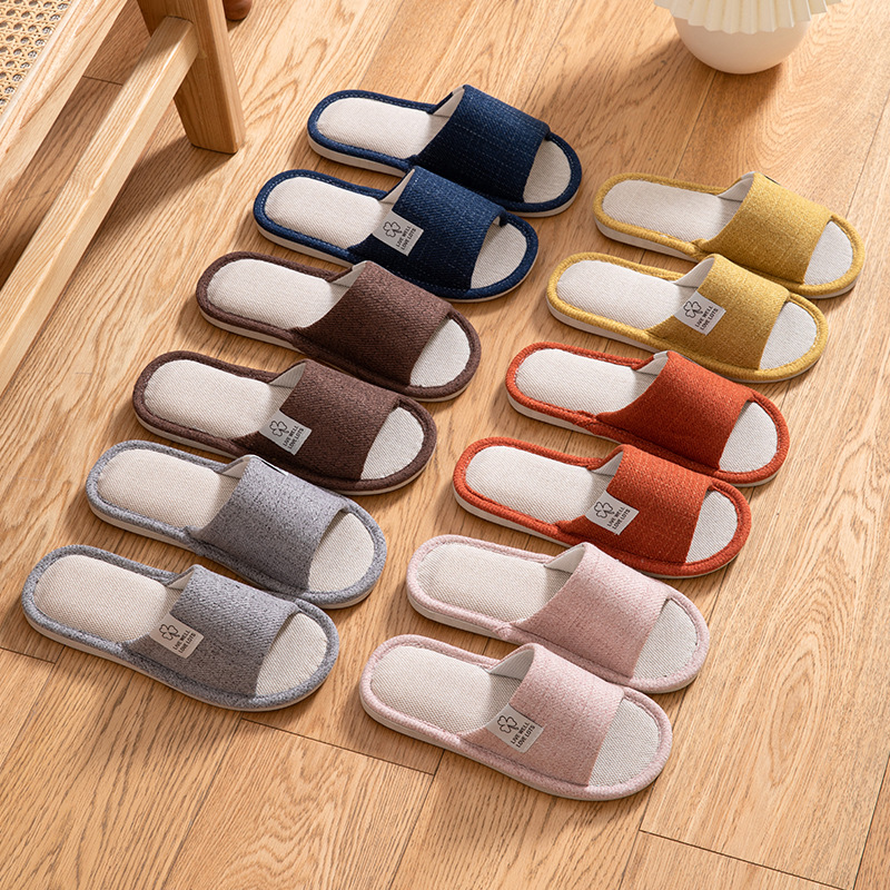 Manufacturers direct home linen slippers female indoor anti-slip wear-resistant couple slippers male four seasons floor slippers wholesale details Picture